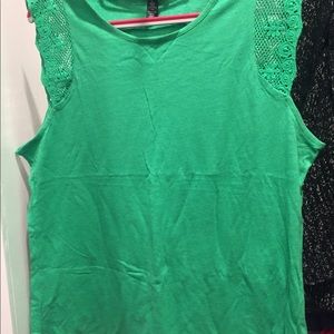 Sleeveless green cotton blouse